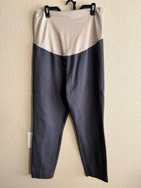 LOFT Two-Tone Gray and Cream Maternity Trousers